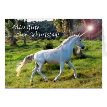 Geburtstag im deutschen, magischen Einhorn Karten
