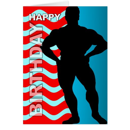 GeburtstagsKartenBodybuilderStreifen Zazzle