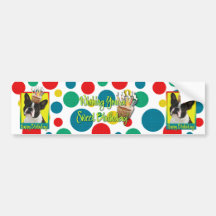 Geburtstags-kleiner Kuchen - Boston Terrier Auto Sticker