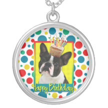 Geburtstags-kleiner Kuchen - Boston Terrier Amulett