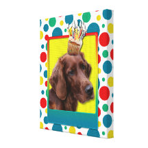 Geburtstags-kleiner Kuchen - Irischer Setter Galerie Gefaltete Leinwand