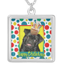Geburtstags-kleiner Kuchen - Mops - Ruffy Amuletten