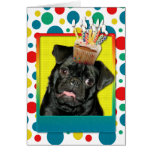Geburtstags-kleiner Kuchen - Mops - Ruffy Karte