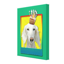 Geburtstags-kleiner Kuchen - Saluki Leinwanddrucke