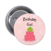 Geburtstags-Mädchen - rosa Kuchen Buttons