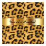 Geburtstags-Party Einladungs-Leopard-Goldschwarzes