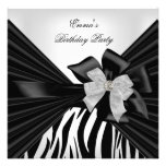 Geburtstags-Partyzebra-elegantes Schwarz-weißes Individuelle Einladung