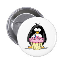Geburtstags-Pinguin mit kleinem Kuchen Anstecknadel