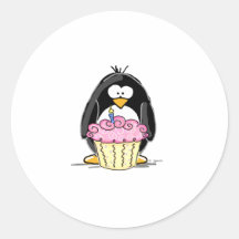 Geburtstags-Pinguin mit kleinem Kuchen Sticker