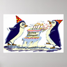Geburtstags-Pinguine Plakat