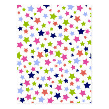 Gedämpfte Regenbogen-Sterne auf Weiß Postkarte