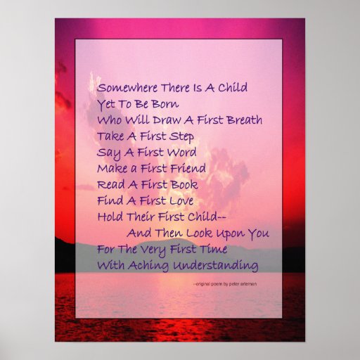 Gedicht für zukünftige Eltern-Plakat