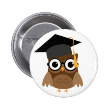 Geeky Eule mit Gläser andGraduation Kappen-Knopf Anstecknadelbuttons