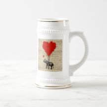 Geformte Ballone des Elefanten und des Herzens Tasse
