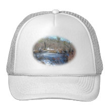 Gefrorener Sumpfgebiet-Teich Baseballmützen