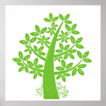 Gehen Öko-Baum mit Blätter-Illustrations-Plakat gr