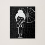 Geisha-Damenweiß auf Schwarzem Puzzle