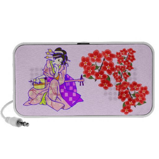 Geisha mit Pflaumenblüten auf kundenspezifischem L