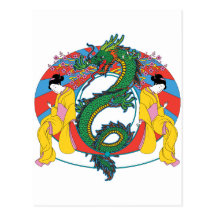 Geishas mit Drachen Postkarten