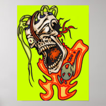 Geistlich geisteskranker Cyborg-Schädel Poster