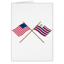 Gekreuzte Betsy- Rossflagge u. Neu-England Marine- Karte