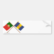 Gekreuzte Flaggen von Portugal und von Madeira Auto Sticker