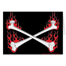 Gekreuzte Knochen mit Flammen-Gruß-Karte