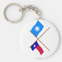 Gekreuzte Texas- und Zavalaflaggen Schlüsselband