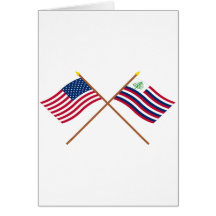 Gekreuzte US-Flagge und Neu-England Marine-Fahne Grußkarten