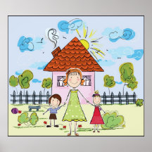 Gekritzel-Familien-Plakat