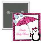 Gekritzel-Pinguin-Mädchen-Babyparty Anstecknadelbutton