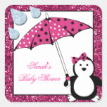 Gekritzel-Pinguin-Mädchen-Babyparty Sticker