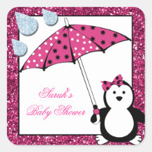 Gekritzel-Pinguin-Mädchen-Babyparty Sticker