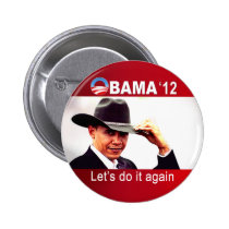 Gelassen uns es wiederholen! Cowboy Barack Obama 2 buttons