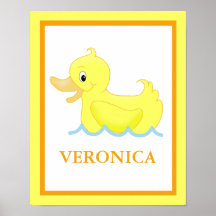 Gelbe Ente wenig Ducky personalisierter Kunst-Druc Plakate