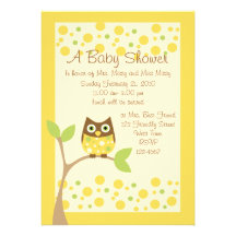 Gelbe Eulen-Babyparty-Einladung