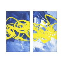 Gelbe Explosions-Wand-Dekor-Duell-Leinwand-Kunst Galerie Gefaltete Leinwand