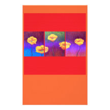 Gelbe Mohnblumen-Blumen-Malerei - multi Bedrucktes Büropapier