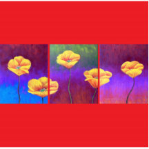 Gelbe Mohnblumen-Blumen-Malerei - multi Acrylausschnitt