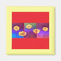 Gelbe Mohnblumen-Blumen-Malerei - multi Kühlschrankmagnet