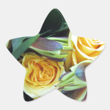 Gelbe Rosen-Knospen Stern Aufkleber