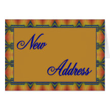 gelbe und blaue neue Adresse Grußkarte