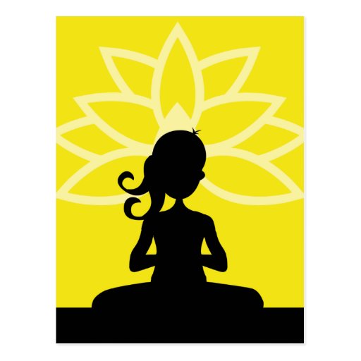 Gelbe Yoga-Silhouette-Postkarte