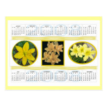 GELBER LILIEN-KALENDER POSTKARTEN