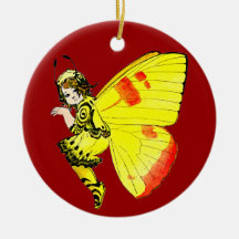 Gelber Schmetterlings-feenhafte Staub-Verzierung Weihnachtsbaum Ornamente