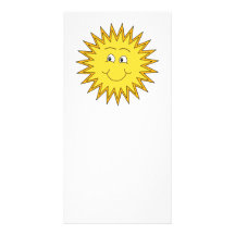 Gelber Sommer Sun mit einem glücklichen Gesicht Foto Karten Vorlage