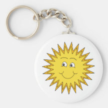 Gelber Sommer Sun mit einem glücklichen Gesicht Schlüsselanhänger