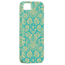Gelber Türkis-Blumendamast-Spitze iPhone 5s Fall Hülle Fürs iPhone 5