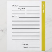 Gelbes FRÜHSTÜCK 2 versah Rezept-Seiten mit Seiten Personalisierte Flyer