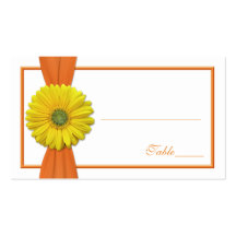 Gelbes Gerbera-Gänseblümchen-orange Hochzeits-Plat Visitenkartenvorlagen